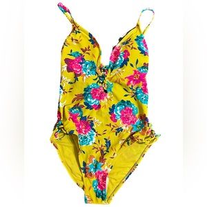 Xhilaration Women’s Lattice Plunge One-Piece Swimsuit